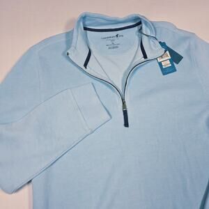 Caribbean Joe Mens Size XL Blue 1/4 Zip Sweater Comfort Long Sleeve Pullover NEW